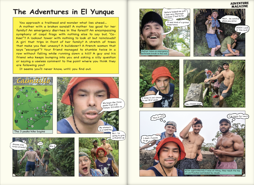 Another spread showing a comic book layout experimental design